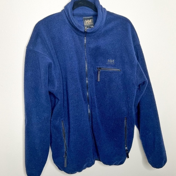 Vintage Helly Hansen Navy Blue Sherpa Fleece Jacket Size Large Men’s - Picture 1 of 5